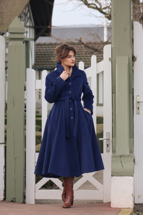 Topvintage Boutique Collection - Topvintage exclusive ~ Fairy Tale swing jas in middernacht blauw 7