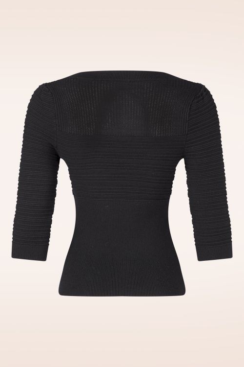 Topvintage Boutique Collection - Topvintage exclusive ~ Jannett gebreide top in zwart 3