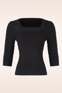 Topvintage Boutique Collection - Topvintage exclusive ~ Jannett gebreide top in zwart