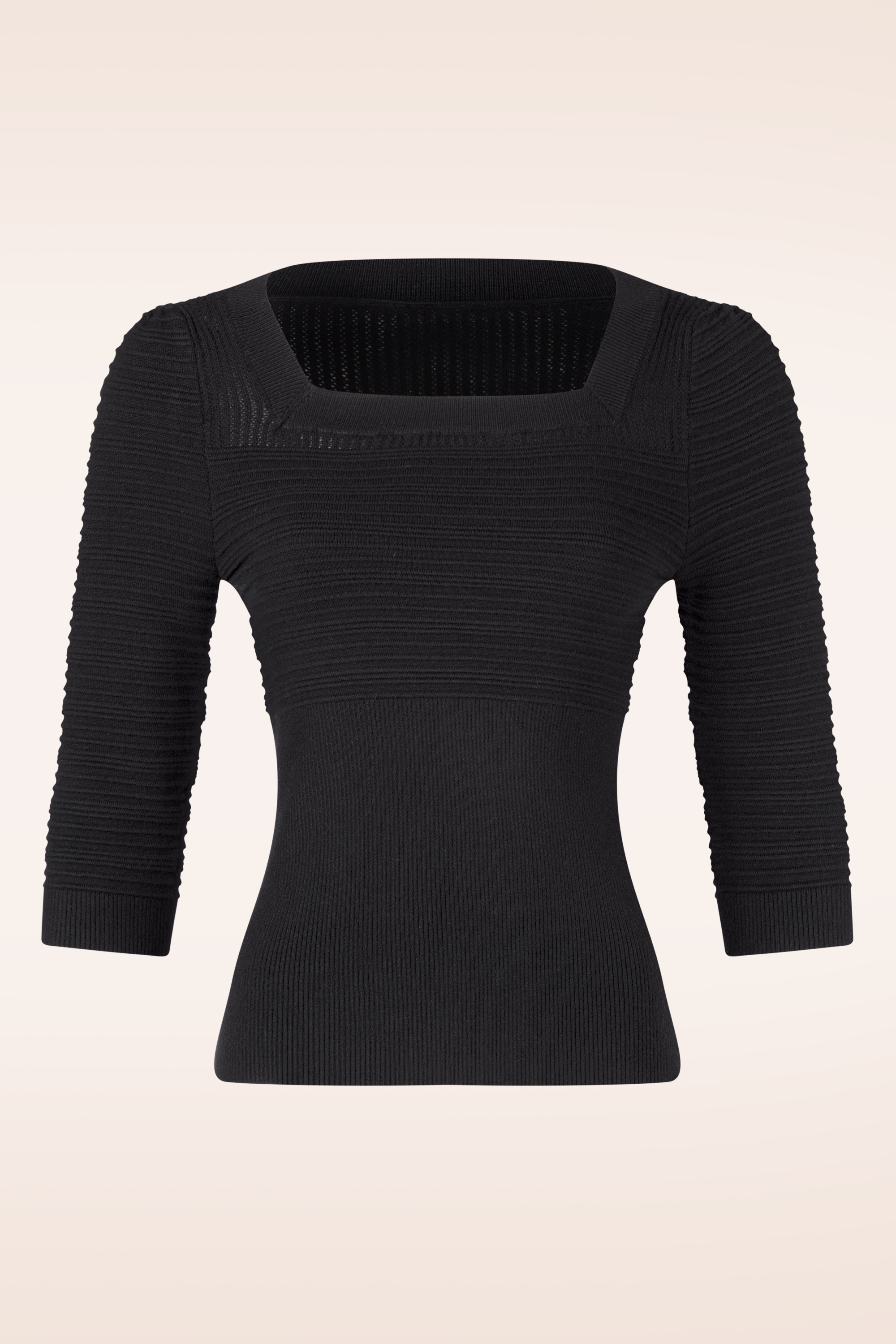 Topvintage Boutique Collection - Topvintage exclusive ~ Jannett gebreide top in zwart