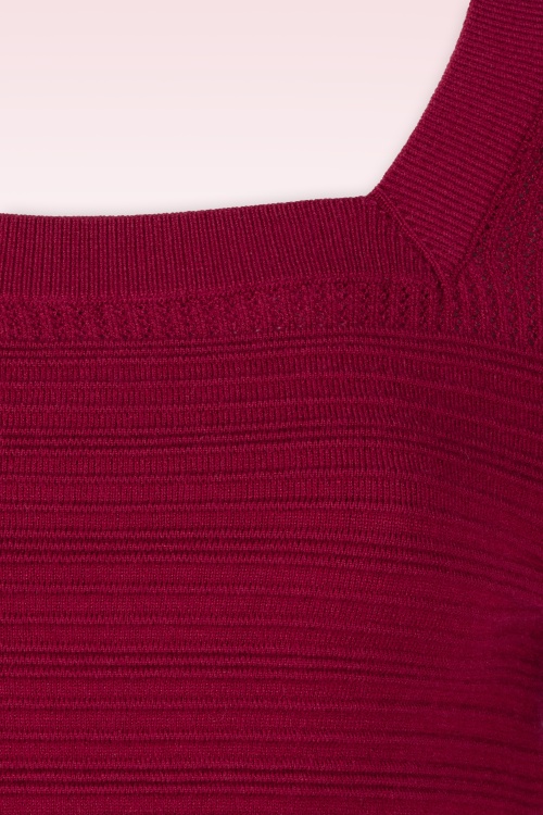 Topvintage Boutique Collection - Topvintage exclusive ~ Jannett gebreide top in bordeauxrood 3
