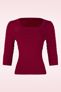 Topvintage Boutique Collection - Topvintage exclusive ~ Jannett gebreide top in bordeauxrood 2