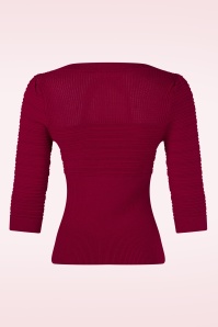 Topvintage Boutique Collection - Topvintage exclusive ~ Jannett gebreide top in bordeauxrood 4