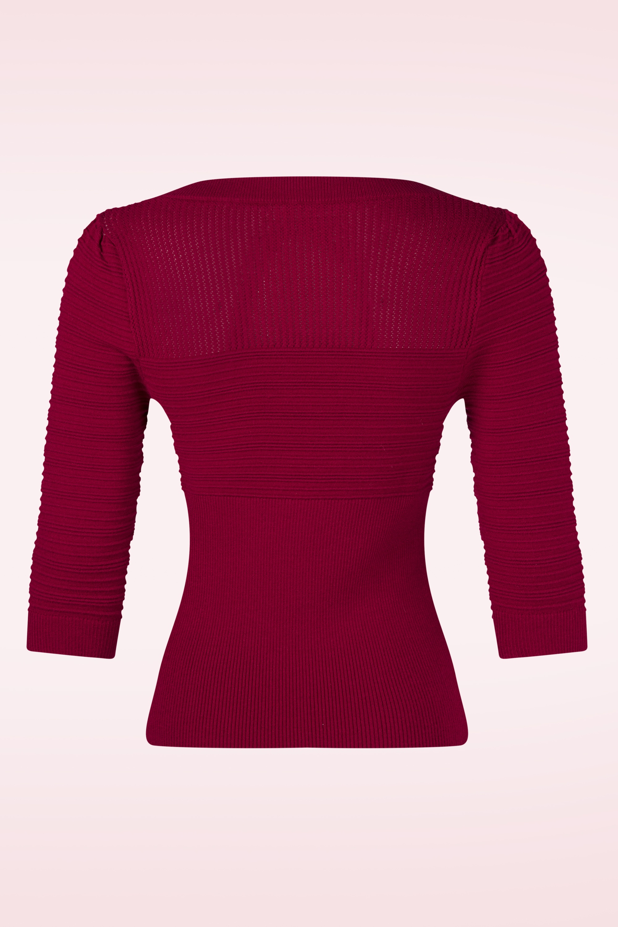 Topvintage Boutique Collection - Topvintage exclusive ~ Jannett gebreide top in bordeauxrood 4