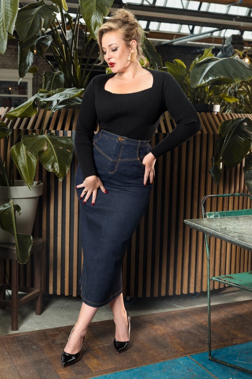 Rock-a-Booty - Ellen Ribbed top in zwart