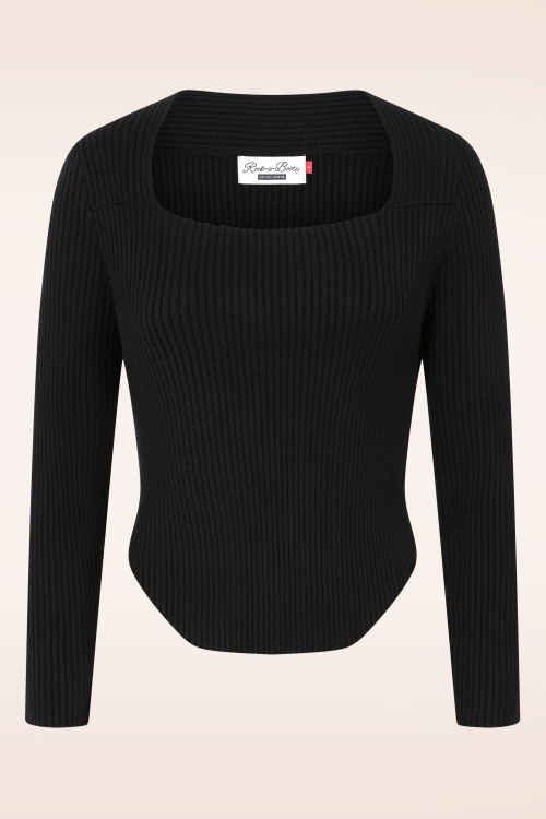 Rock-a-Booty - Ellen Ribbed top in zwart 2