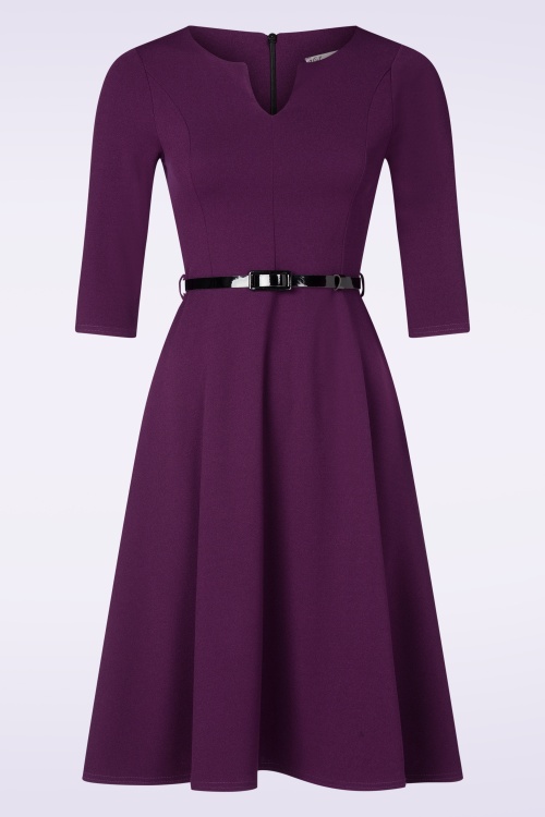 Vintage Chic for Topvintage - Topvintage exclusive ~ June swing jurk in aubergine 