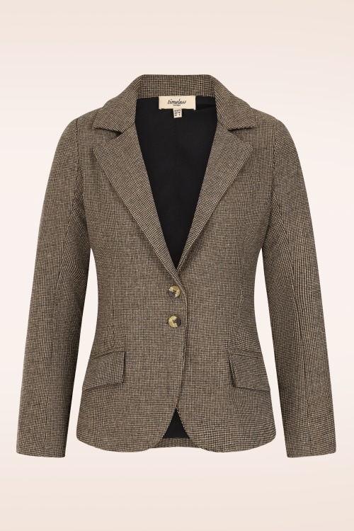 Timeless - Melina wollen geruite blazer in bruin 