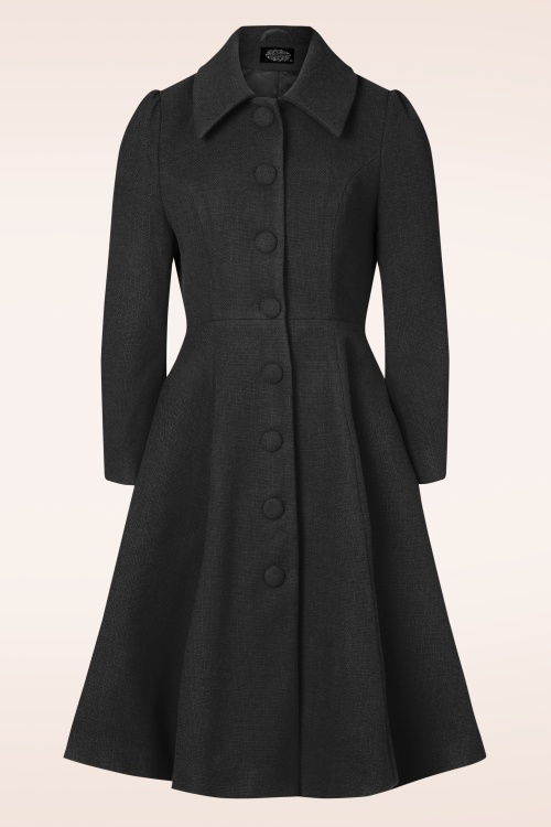 Hearts & Roses - Isabella swing jas in zwart ~ Topvintage exclusive 