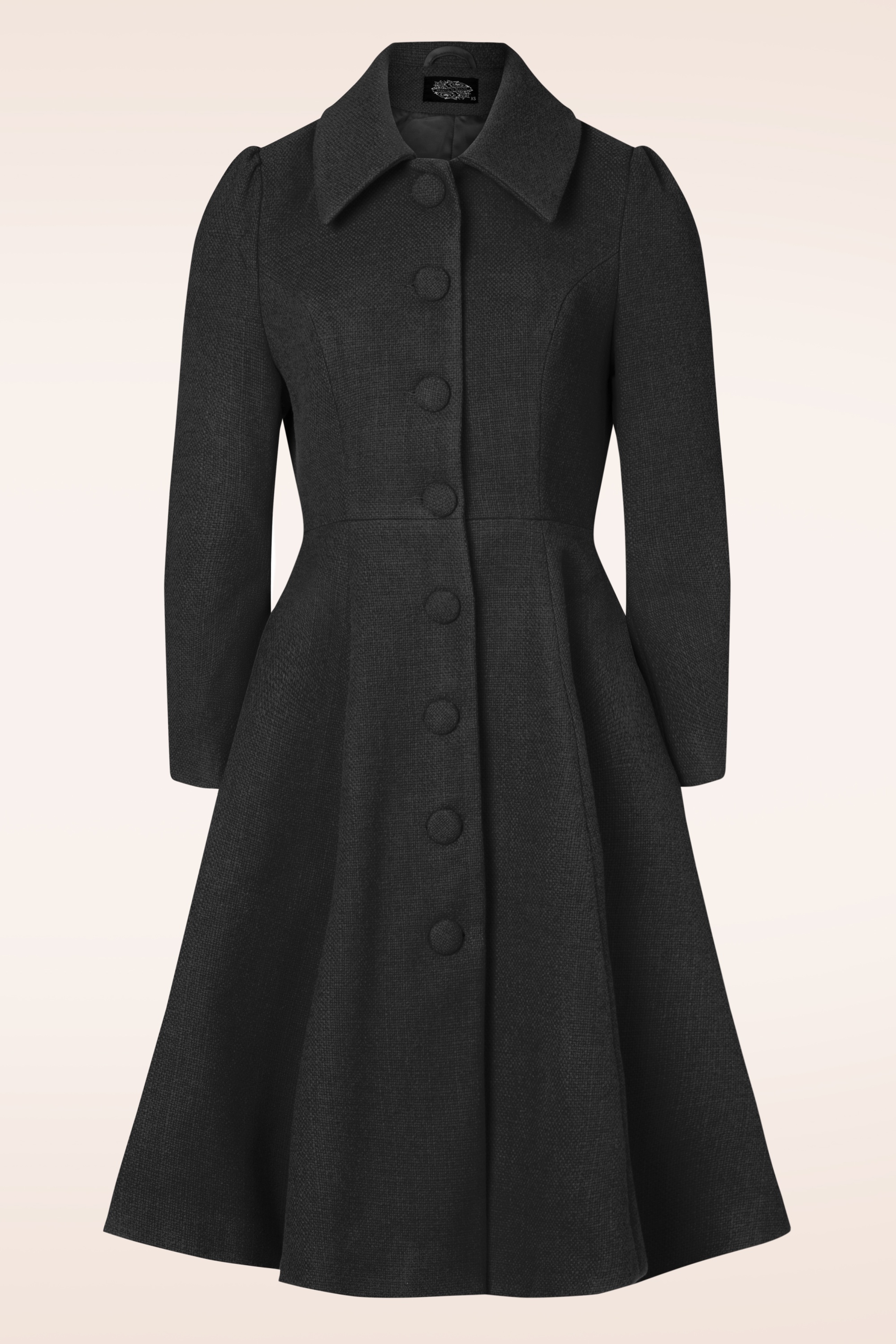 Hearts & Roses - Isabella swing jas in zwart ~ Topvintage exclusive 