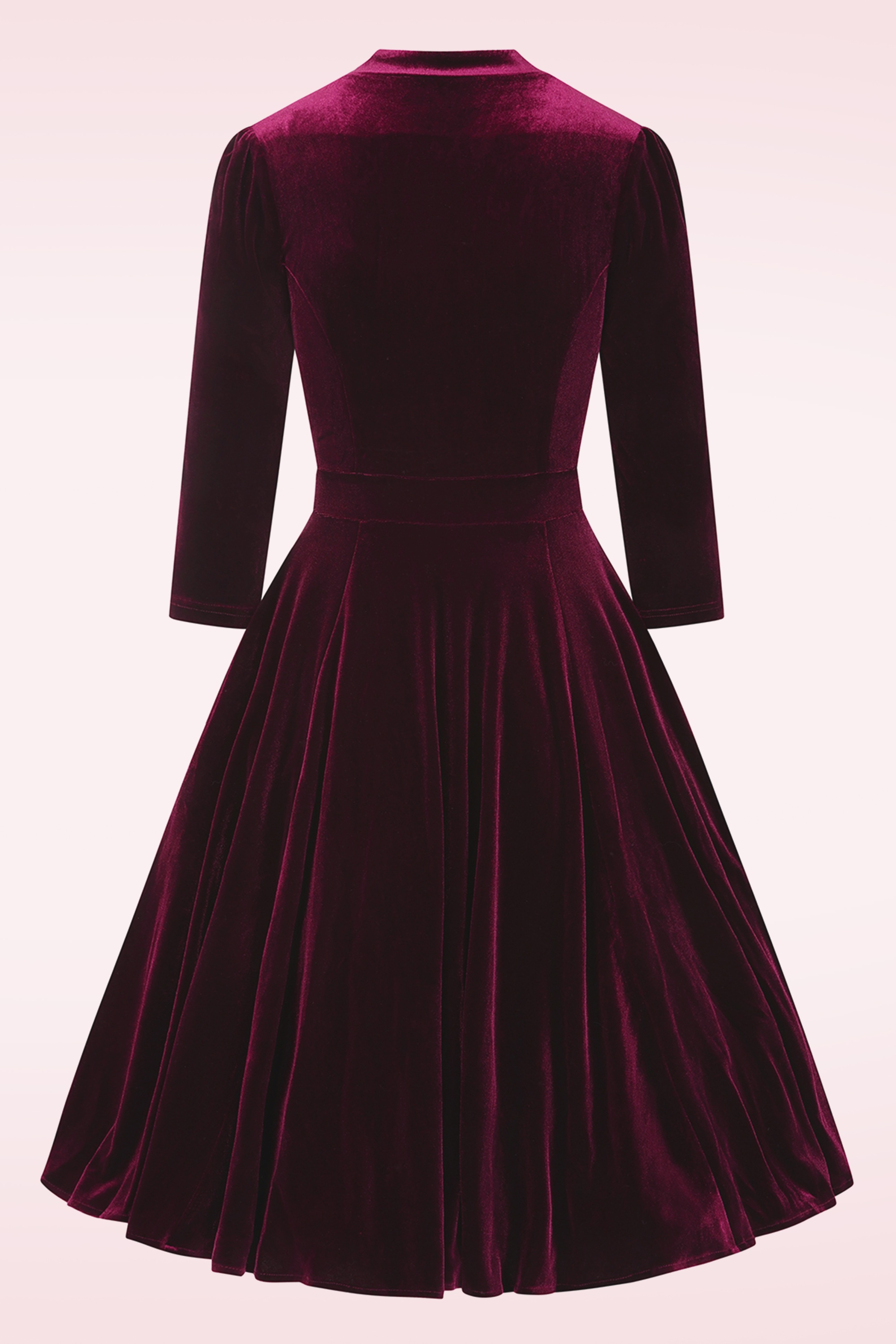 Hearts & Roses - Vera fluwelen swing jurk in bordeauxrood  5