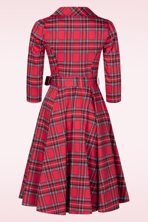 Hearts & Roses - Topvintage exclusive ~ Reagan Tartan swing jurk in rood 4