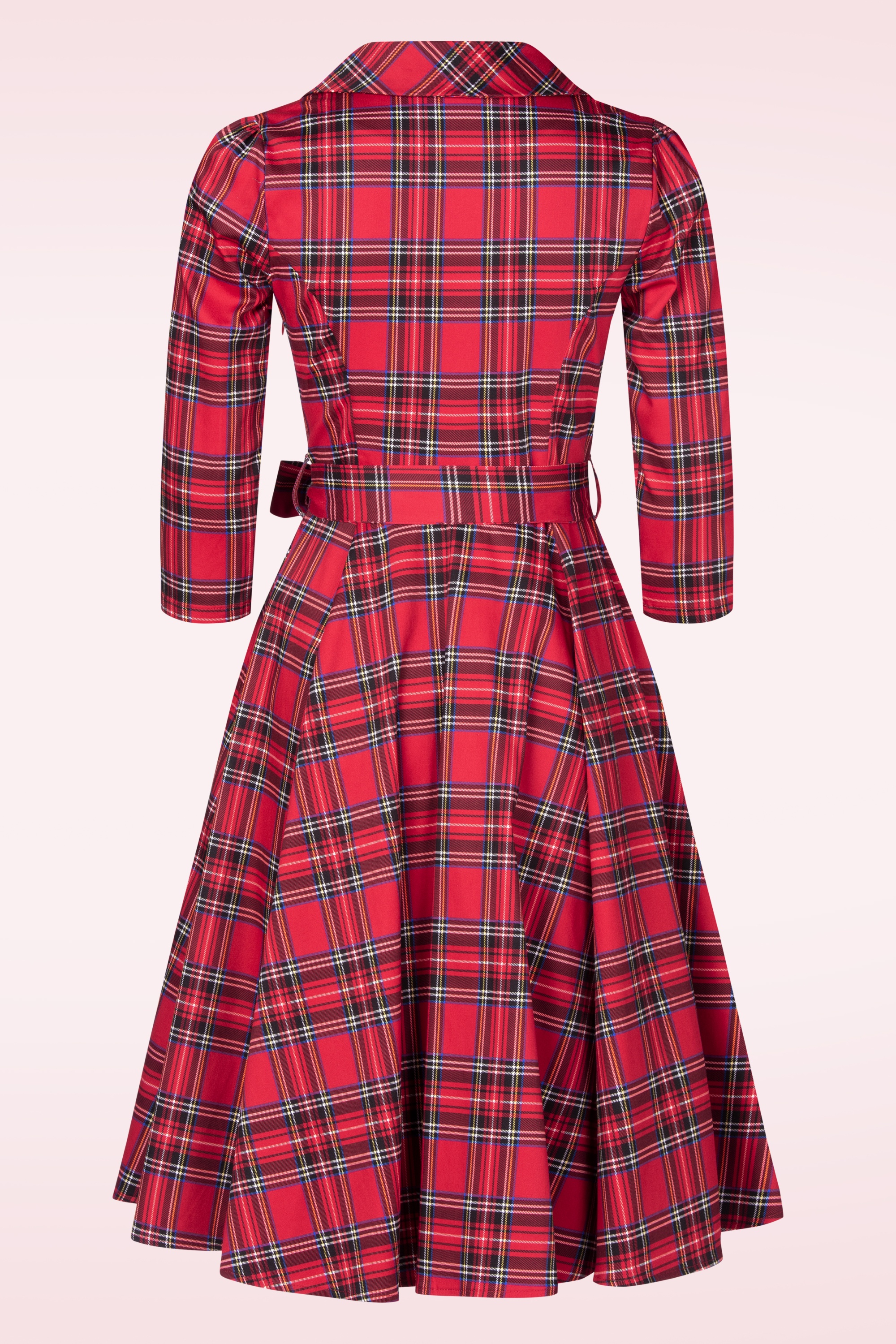 Hearts & Roses - Topvintage exclusive ~ Reagan Tartan swing jurk in rood 4