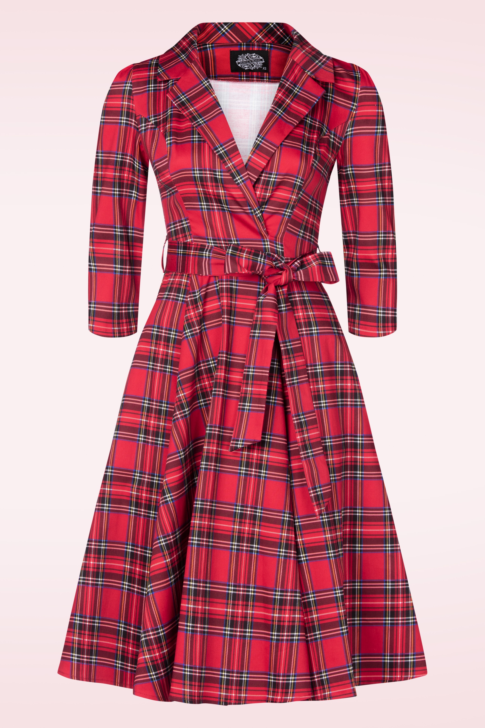 Hearts & Roses - Topvintage exclusive ~ Reagan Tartan swing jurk in rood