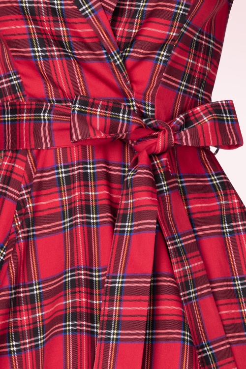 Hearts & Roses - Topvintage exclusive ~ Reagan Tartan swing jurk in rood 2