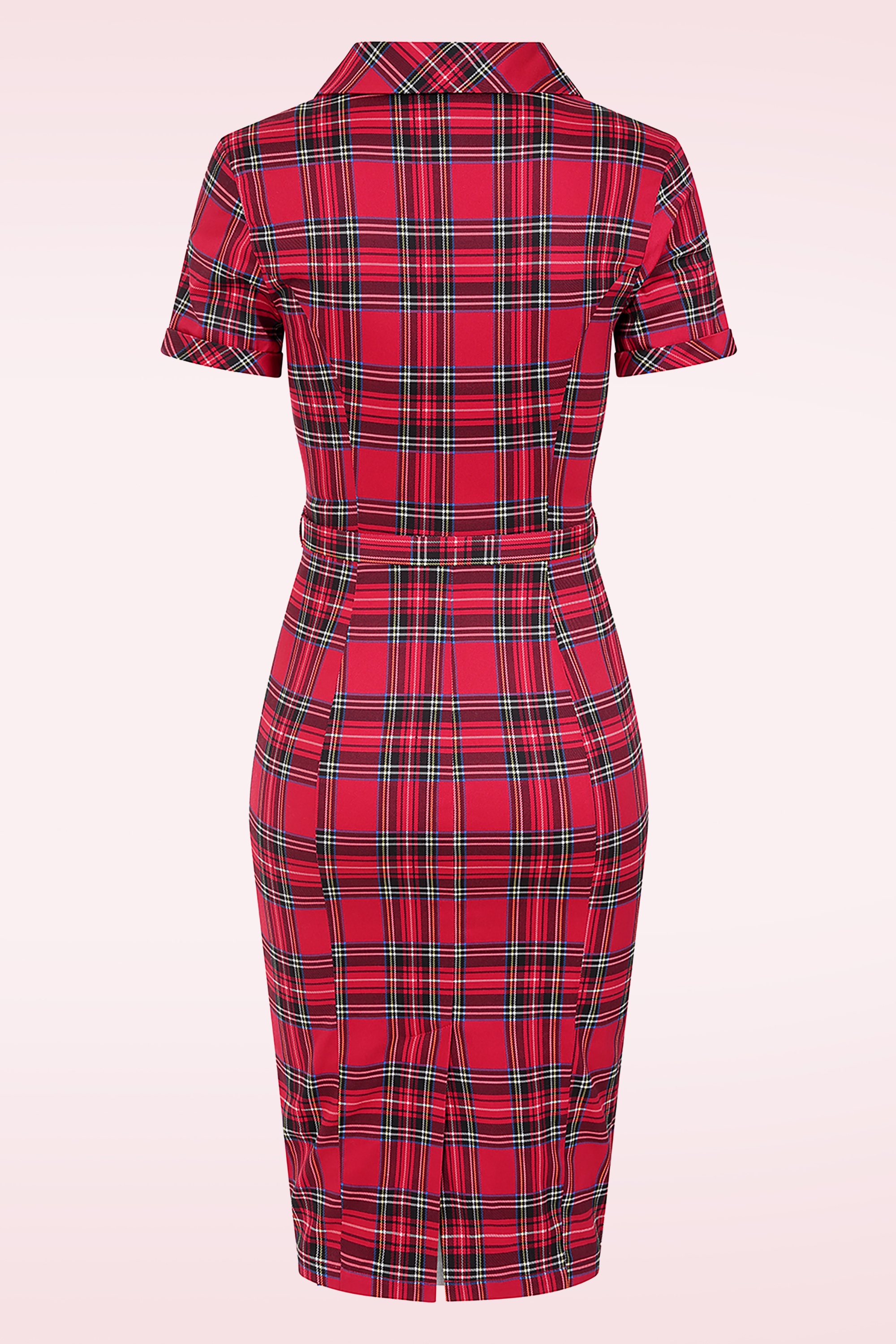 Hearts & Roses - Terissa Tartan pencil jurk in rood 4