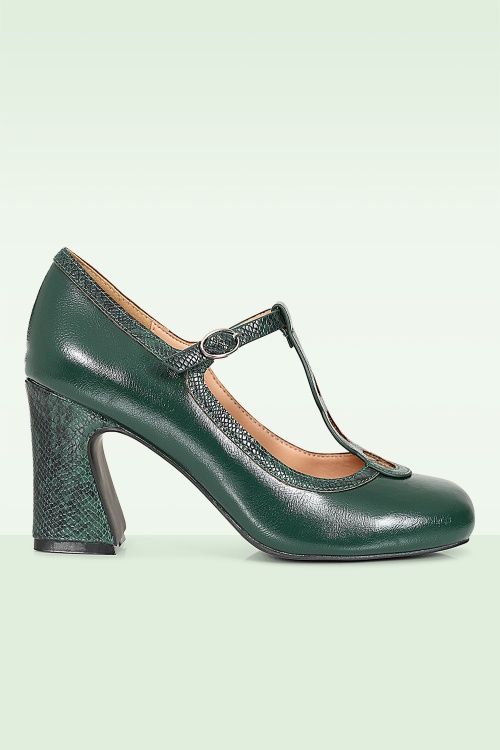 Banned Retro - Mod Muse T-Strap pumps in groen