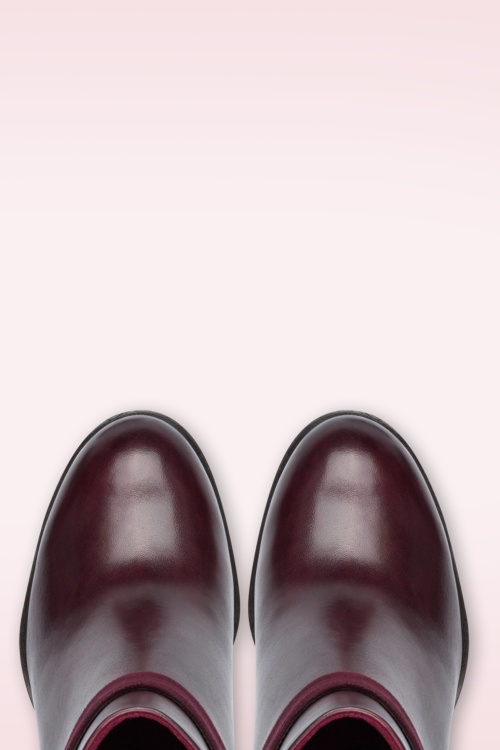 Tamaris - Lauren enkellaarsjes van leder in wijnrood 3