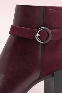 Tamaris - Lauren enkellaarsjes van leder in wijnrood 4