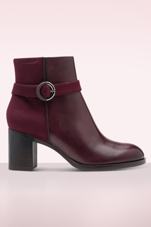 Tamaris - Lauren enkellaarsjes van leder in wijnrood