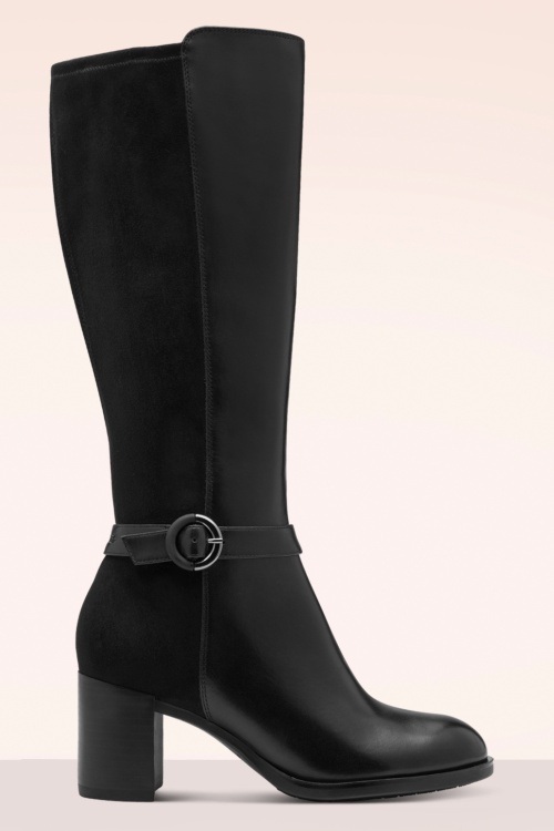 Tamaris - Lauren lederen laarzen in zwart