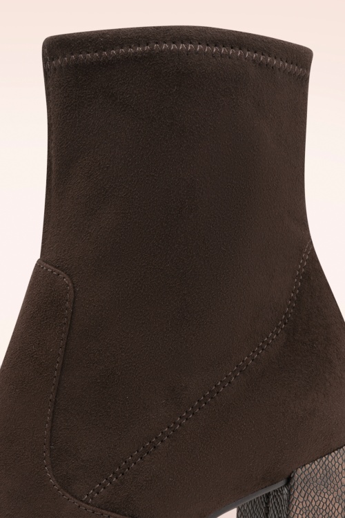 Tamaris - Piper Block Heel enkellaarsjes in chocoladebruin 4