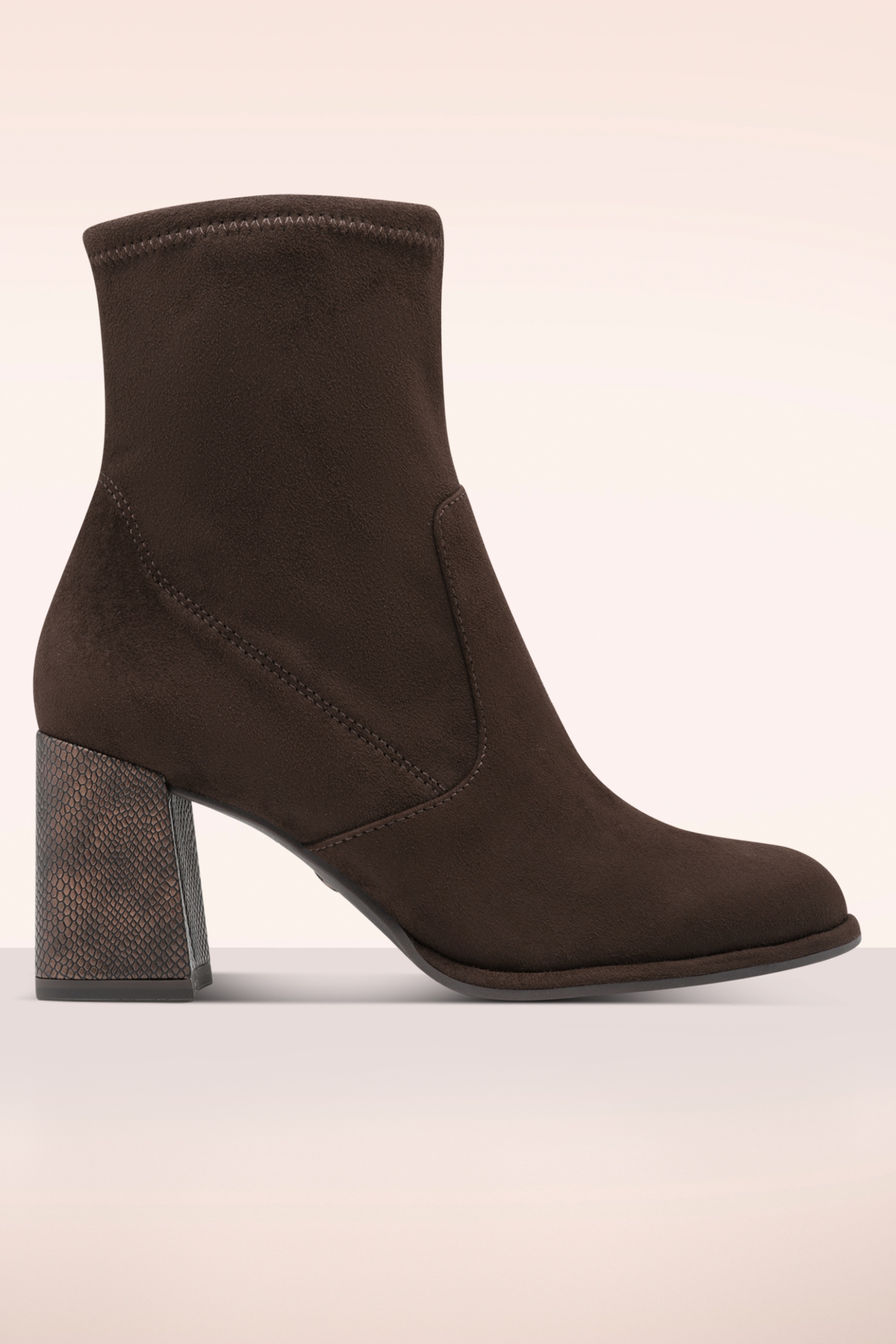 Tamaris - Piper Block Heel enkellaarsjes in chocoladebruin