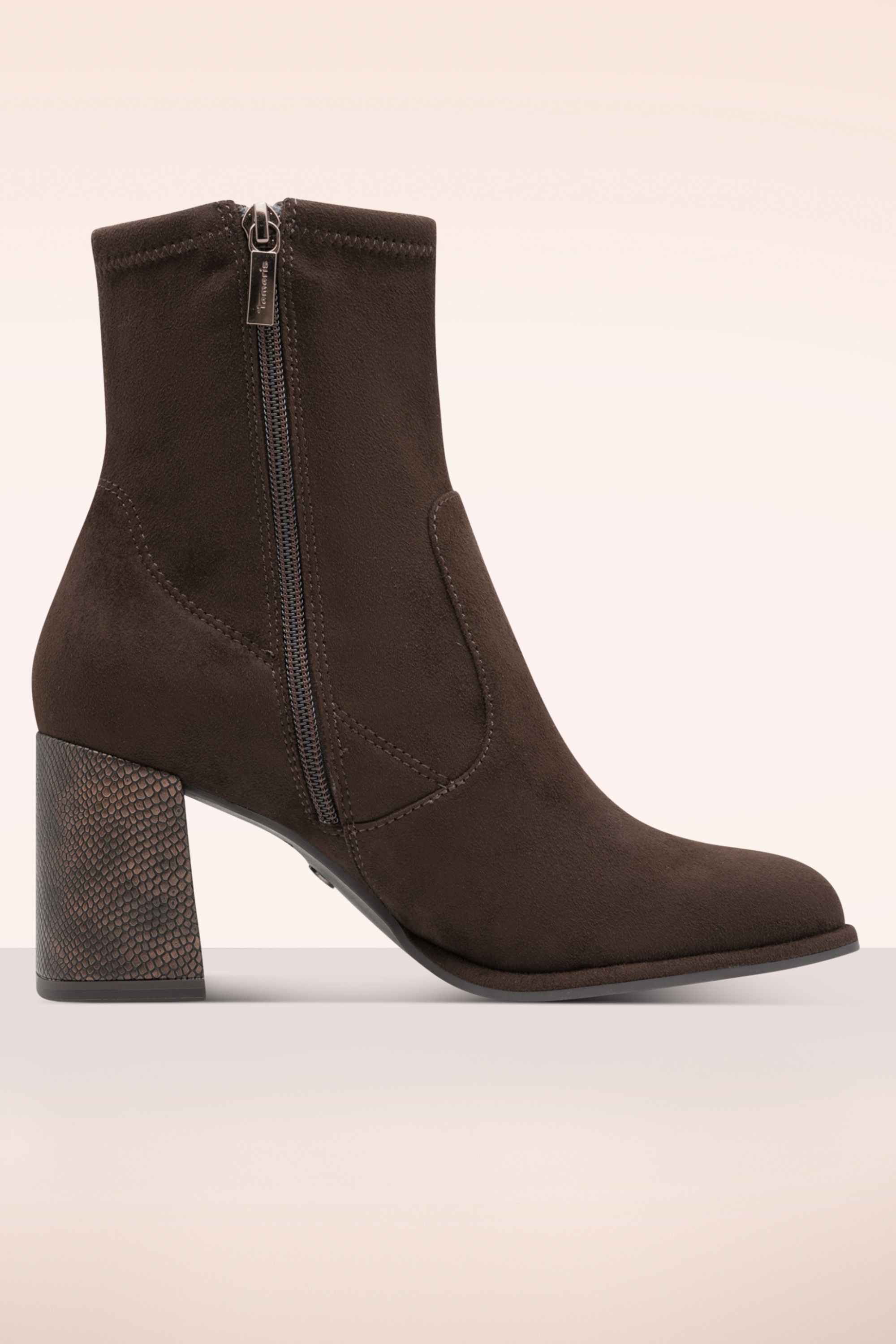 Tamaris - Piper Block Heel enkellaarsjes in chocoladebruin 5