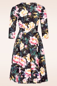 Hearts & Roses - Deidre Floral Swing jurk in zwart en multi 4