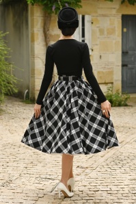 Hearts & Roses - Tibby Tartan swing rok in zwart en wit 4