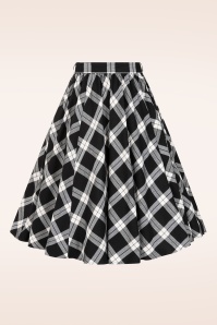 Hearts & Roses - Tibby Tartan swing rok in zwart en wit 5