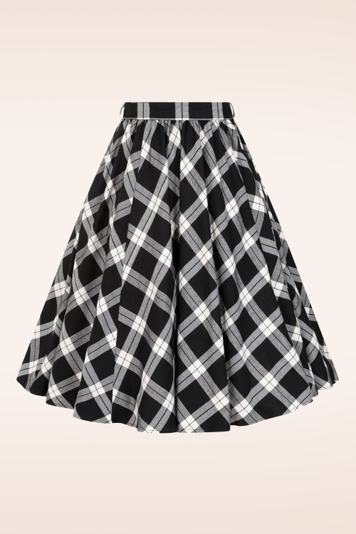 Hearts & Roses - Tibby Tartan swing rok in zwart en wit 5