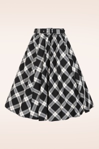Hearts & Roses - Tibby Tartan swing rok in zwart en wit 2