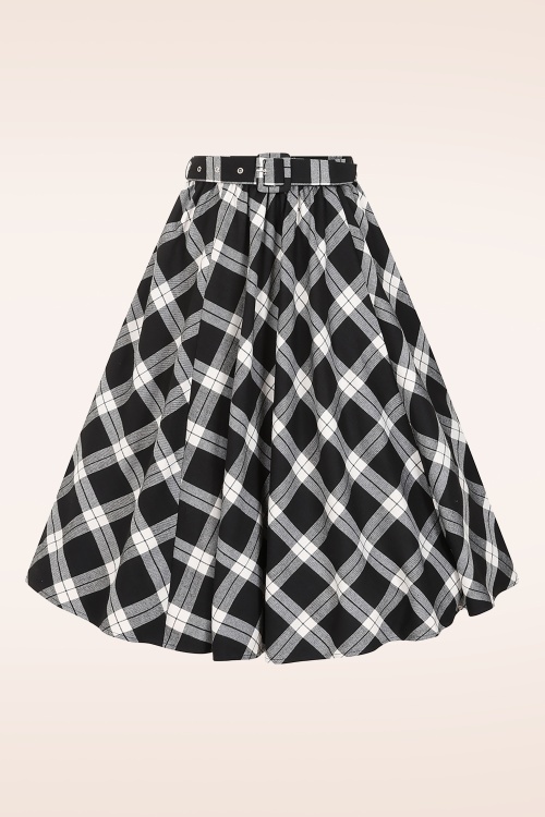 Hearts & Roses - Tibby Tartan swing rok in zwart en wit 2