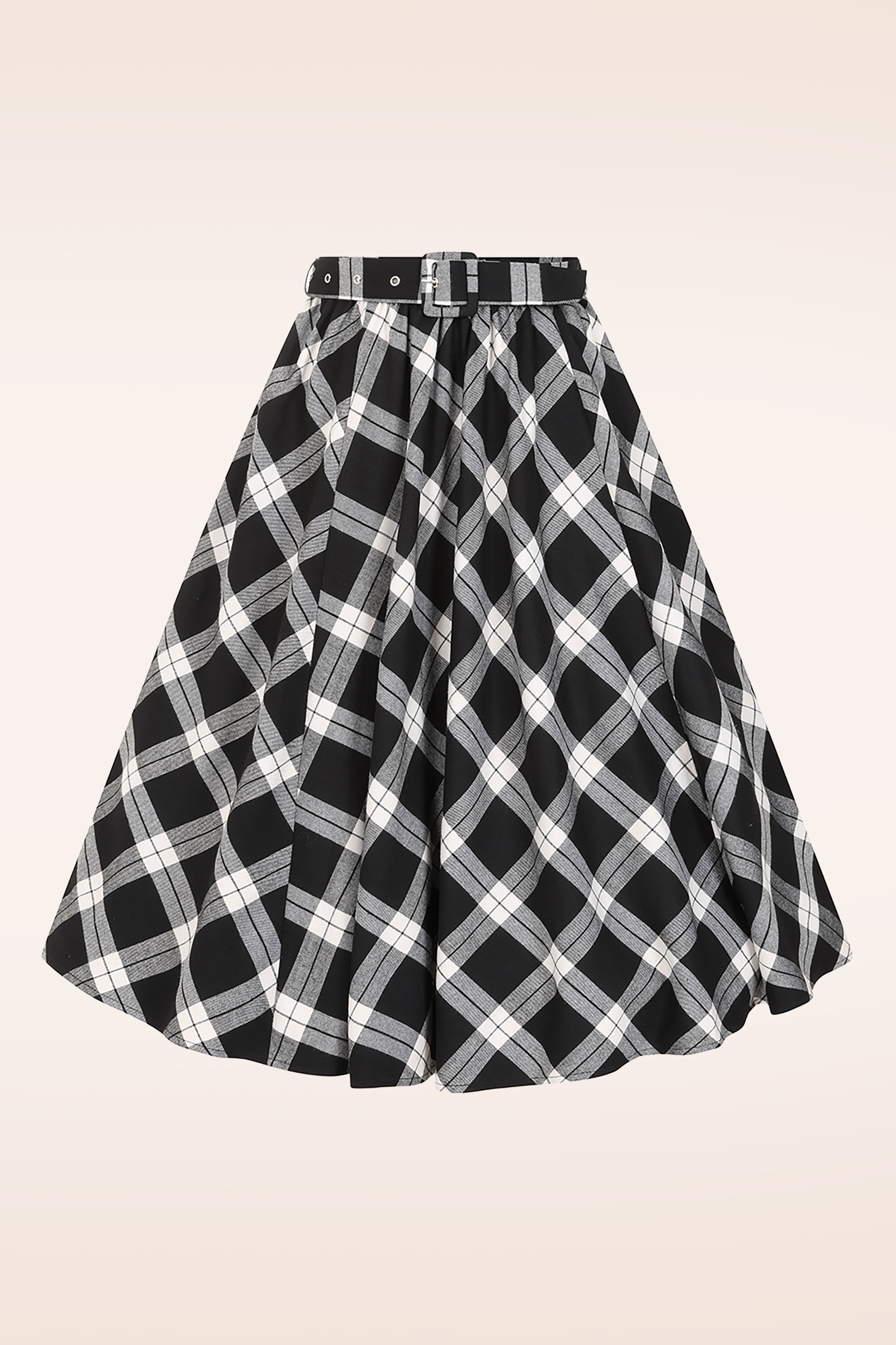 Hearts & Roses - Tibby Tartan swing rok in zwart en wit 2