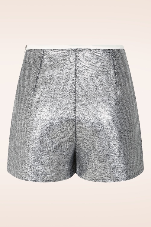 Glamorous - Rebecca pailletten short in zilver   4