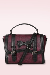 Banned Retro - Vintage Voyager handtas in bordeauxrood en zwart 3