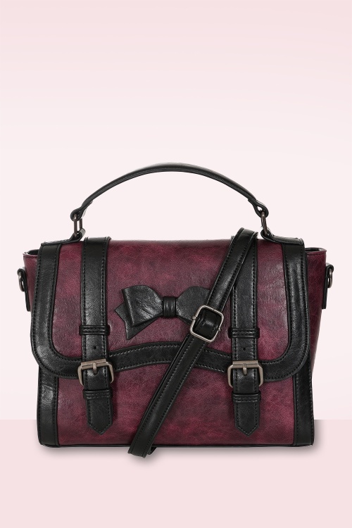Banned Retro - Vintage Voyager handtas in bordeauxrood en zwart 3
