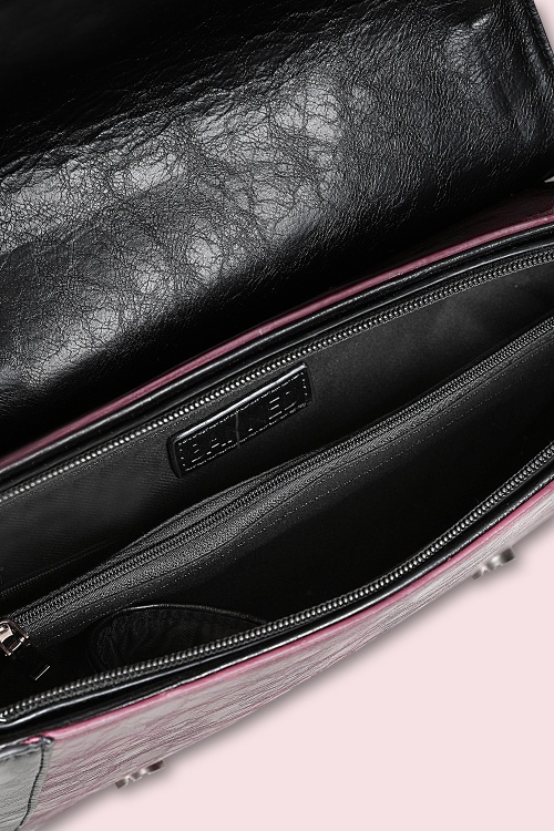 Banned Retro - Vintage Voyager handtas in bordeauxrood en zwart 2