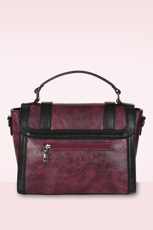 Banned Retro - Vintage Voyager handtas in bordeauxrood en zwart 4