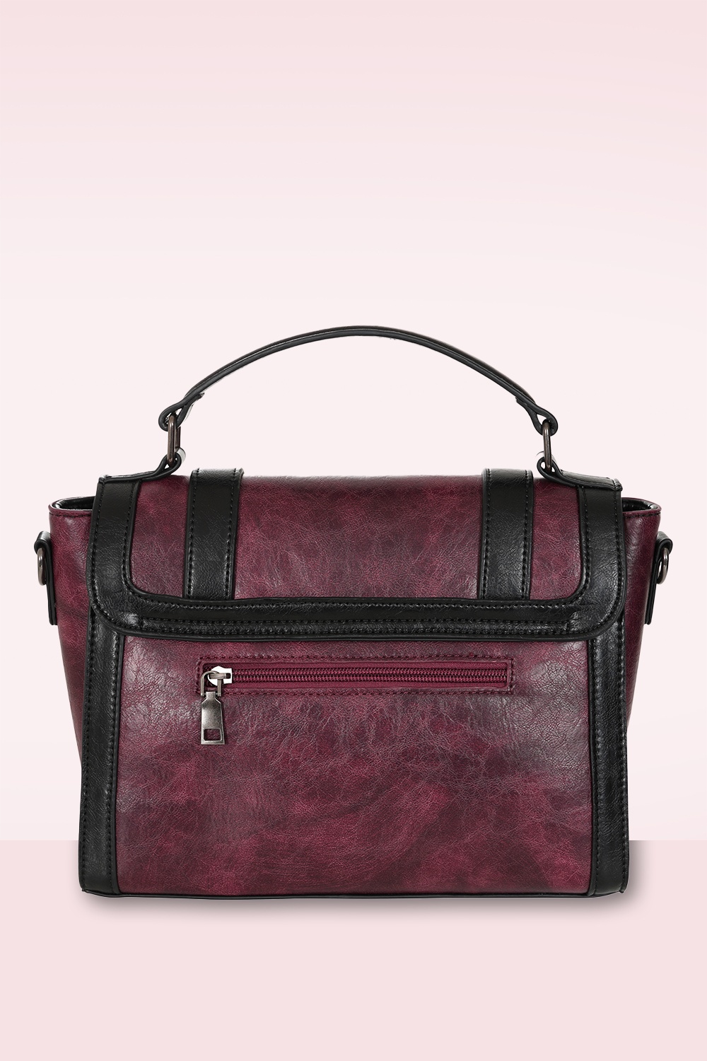 Banned Retro - Vintage Voyager handtas in bordeauxrood en zwart 4