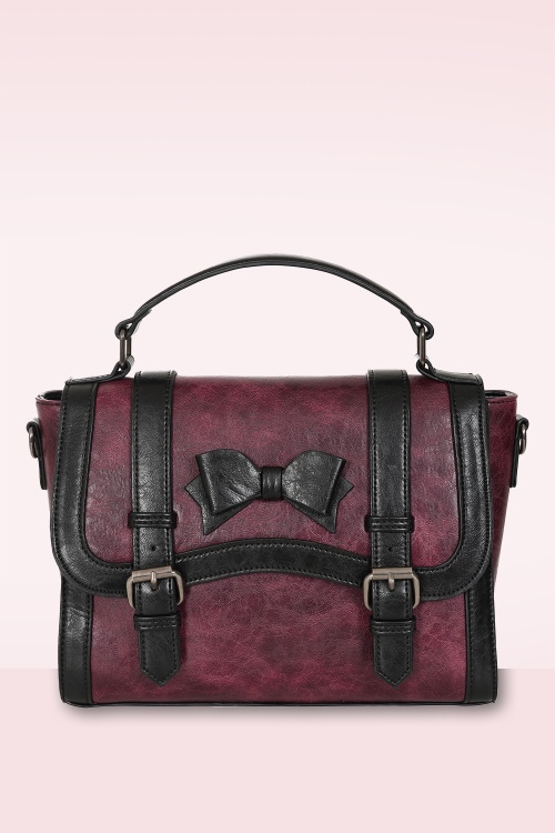 Banned Retro - Vintage Voyager handtas in bordeauxrood en zwart