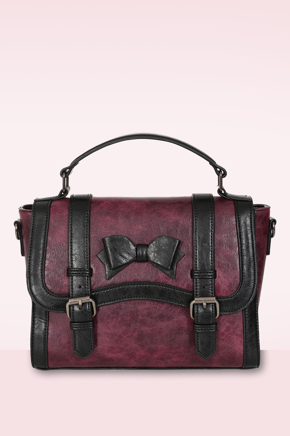 Banned Retro - Vintage Voyager handtas in bordeauxrood en zwart