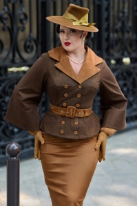 Miss Candyfloss - Victorie Dora pencil jurk in toffee  2