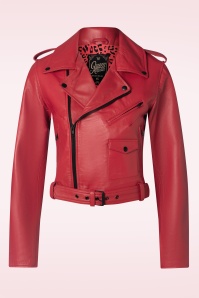 Queen Kerosin - Marlon leren biker jas in rood