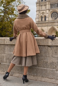 Miss Candyfloss - Adia Sadie A-lijn wollen winter mantel in zand 4