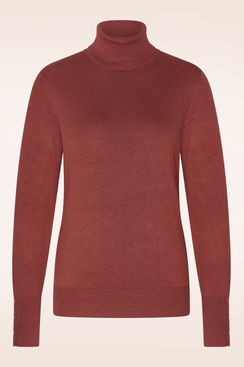Zilch - High Neck top in mahoniebruin