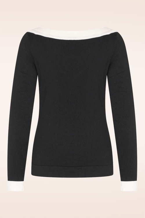 Zilch - Boatneck top in zwart en wit 2