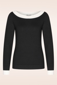 Zilch - Boatneck top in zwart en wit