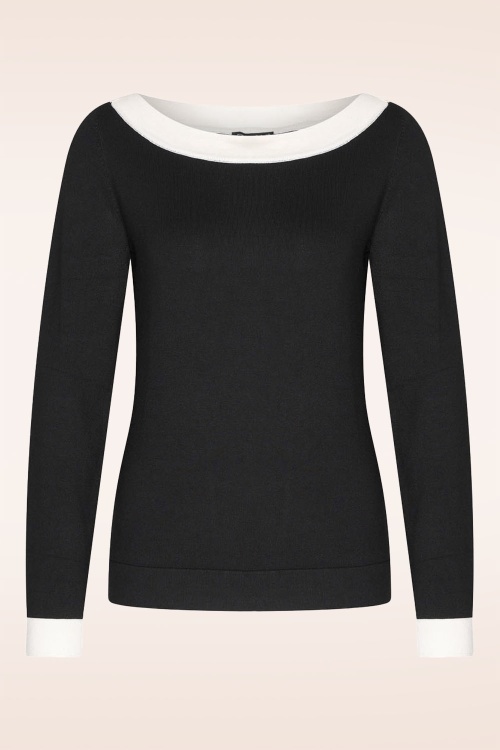 Zilch - Boatneck top in zwart en wit